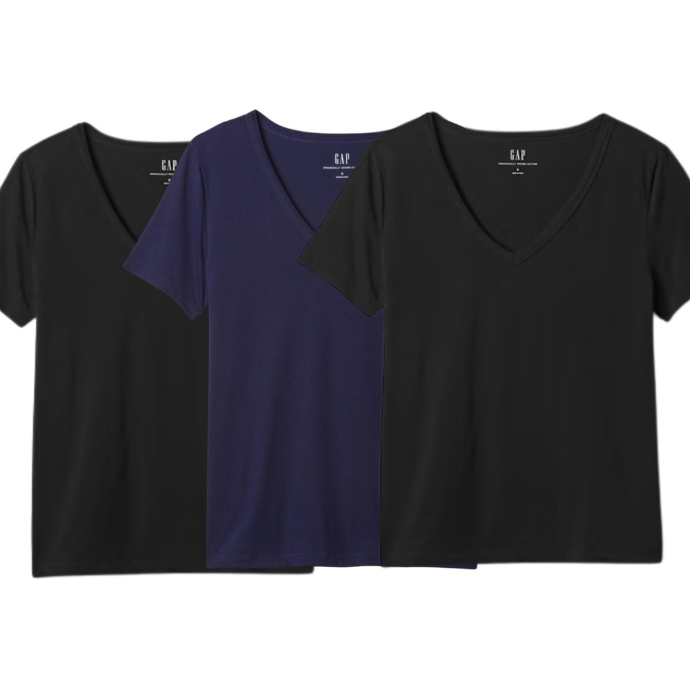 Gap BUNDLE 3 Organic Cotton VintageSoft V-Neck T-Shirt